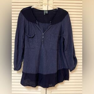 Anthropologie Left of Center Blue Top - Size Small - VGUC